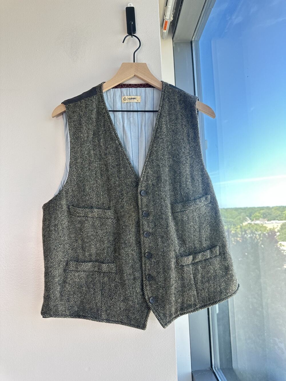 Vintage J.Crew Gray Moon British Wool Men’s Tweed Vest Sz XL